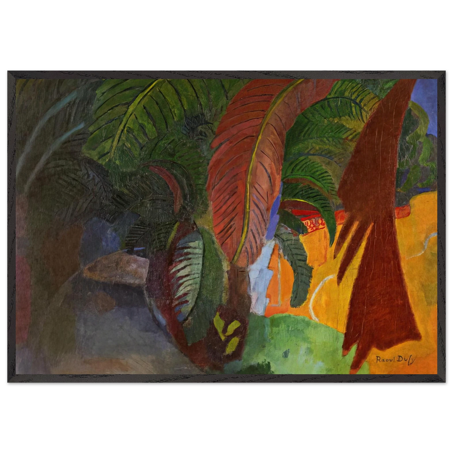 PALM TREES AT MARTIGUES HOMAGE TO GAUGUIN 1910 - Raoul Dufy 70x100 cm / 28x40 inches Framed Art Print – Black Wooden Frame