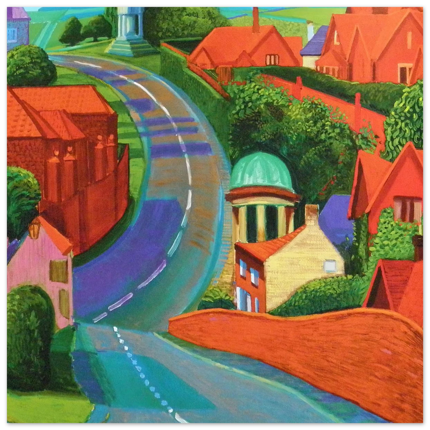 David Hockney - The Road to York Through Sledmere - 30x30 cm / 12x12 inches - Fine Art Poster-canvas - -