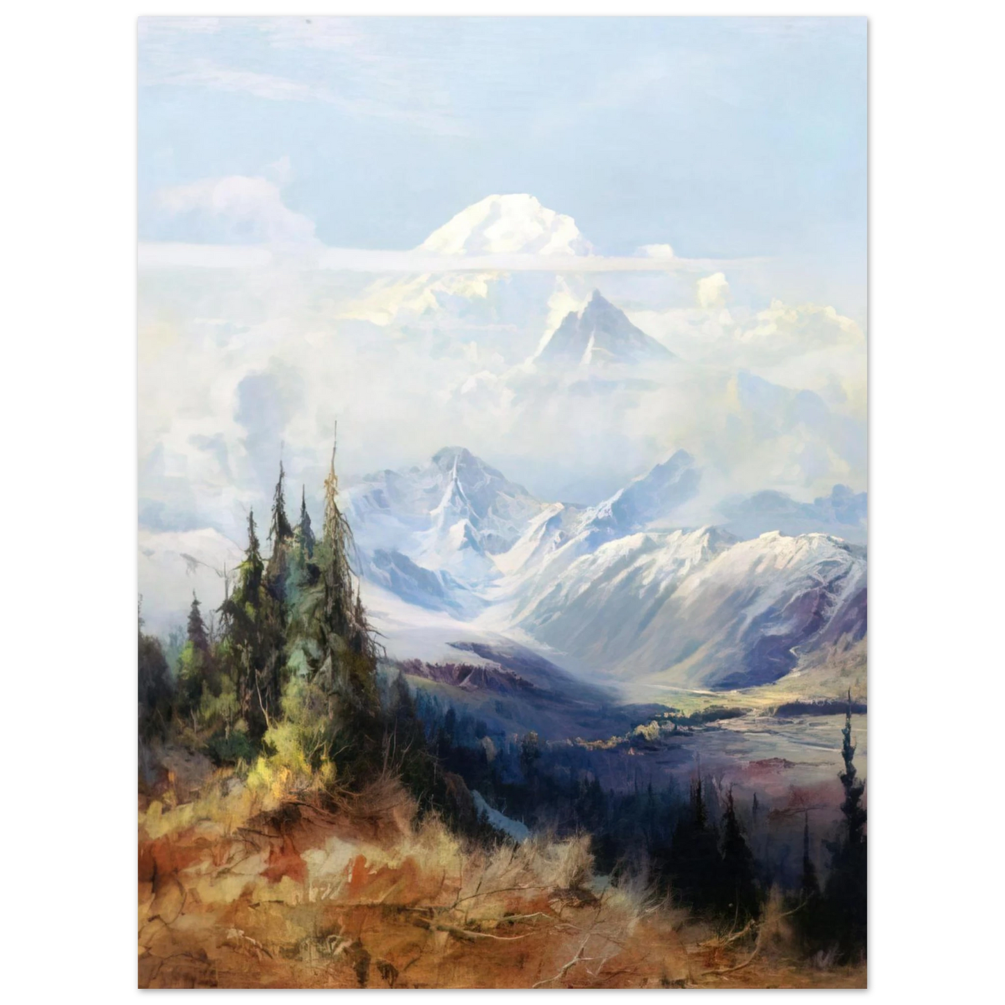 Sydney Laurence - Mount McKinley in Mist - Romanticism  75x100 cm / 30x40inches Fine Art Poster