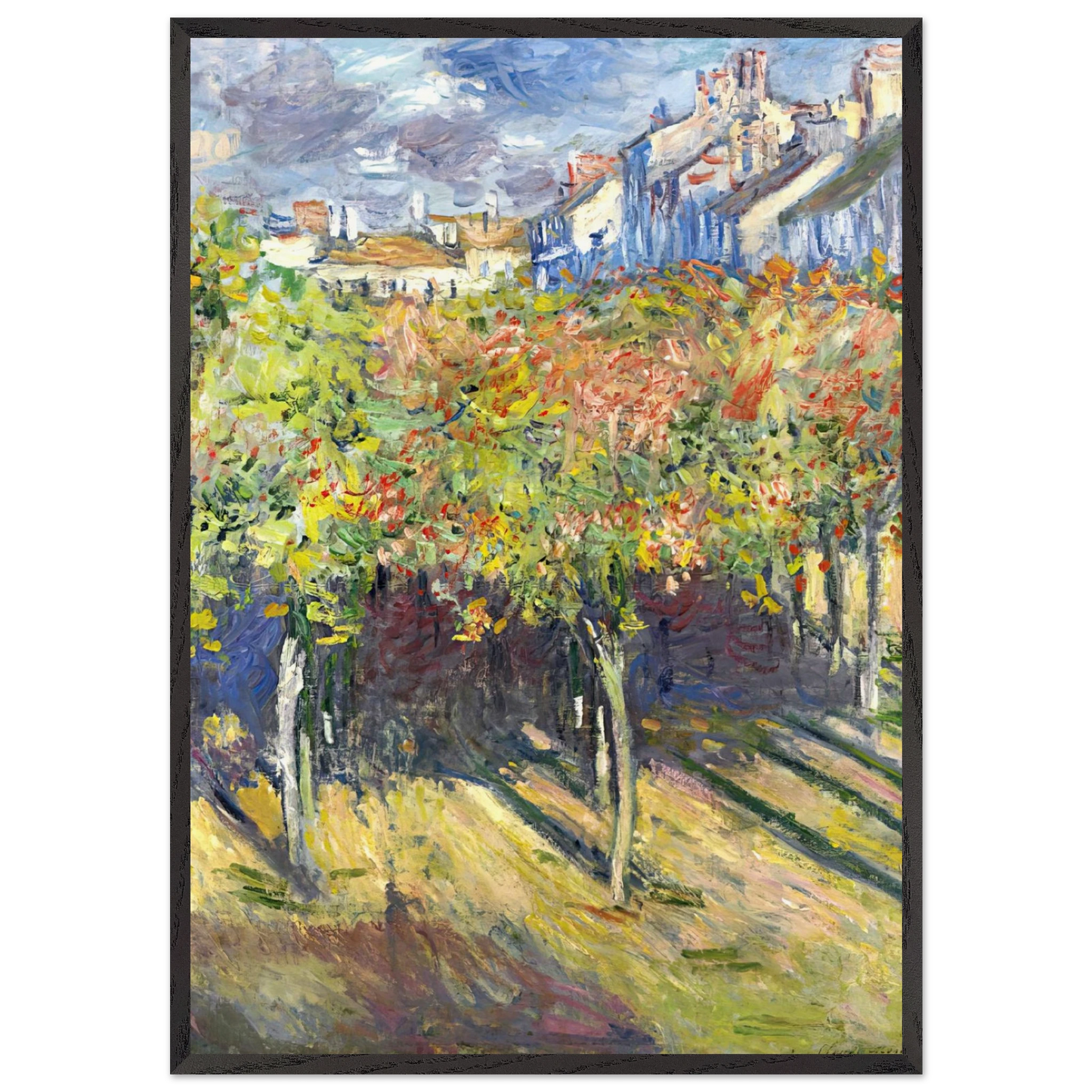The Lindens of Poissy - claude monet 70x100 cm / 28x40 inches Framed Art Print – Black Wooden Frame