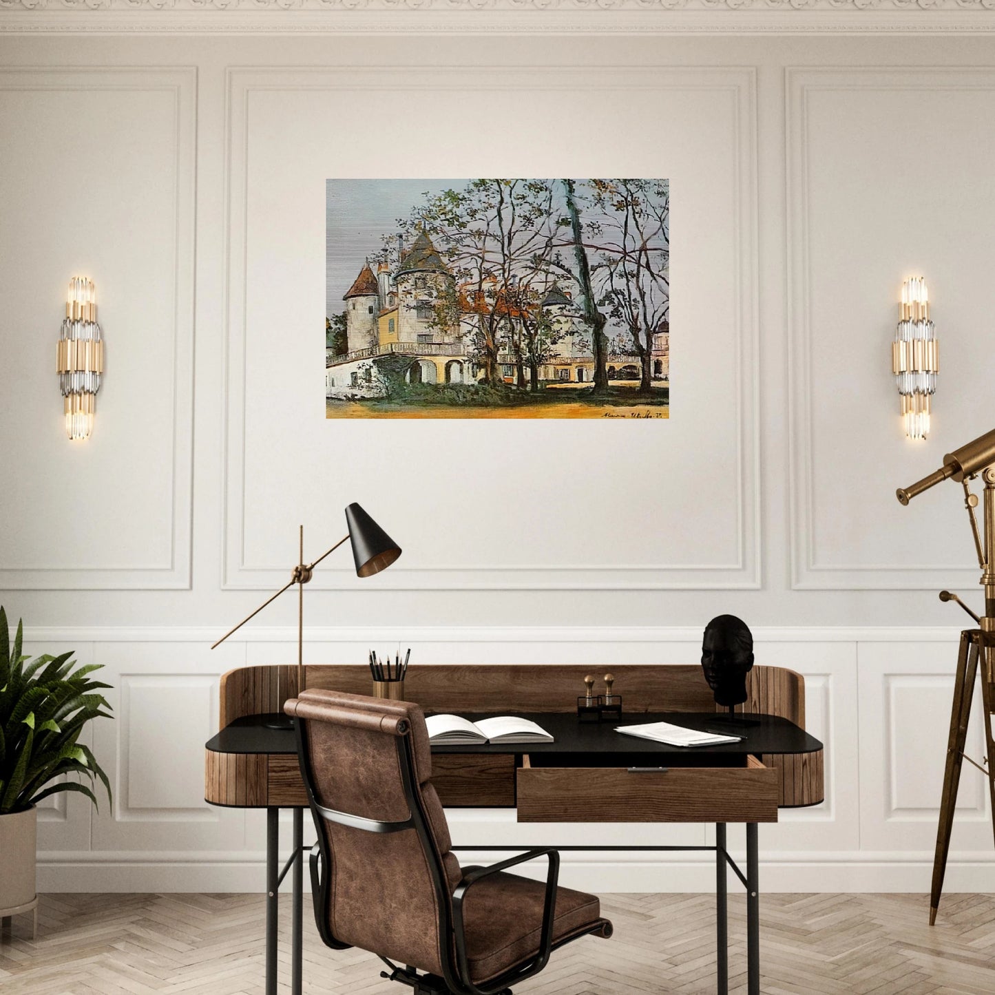 THE CASTLE - Maurice Utrillo Brushed Aluminum Print - 70x100 cm / 28x40 inches | Maurice Utrillo Aluminum Print | Maurice Utrillo Prints