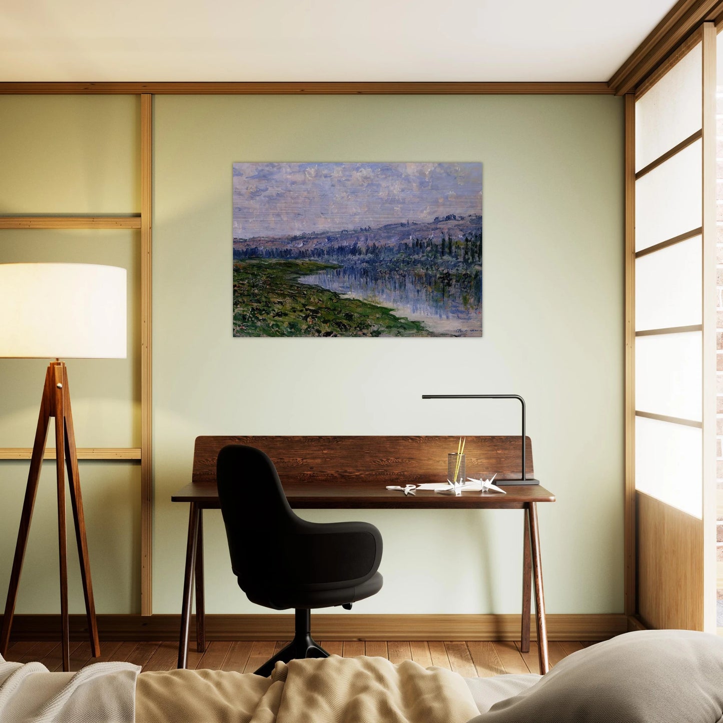 The Seine and the Chaantemesle Hills - claude monet Brushed Aluminum Print - 70x100 cm / 28x40 inches | claude monet Aluminum Print | claude monet Prints