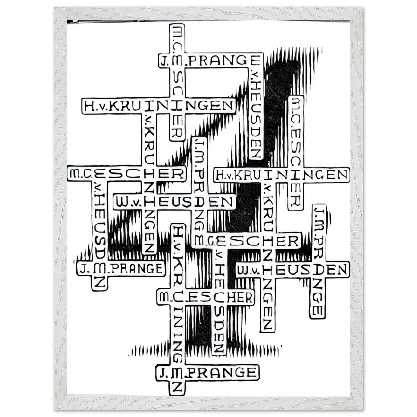 MC Escher - ESCHER (29) Wall Art - 30x40 cm / 12x16 inches - Premium Wooden Framed Poster With Fine Art Paper-canvas - Black frame