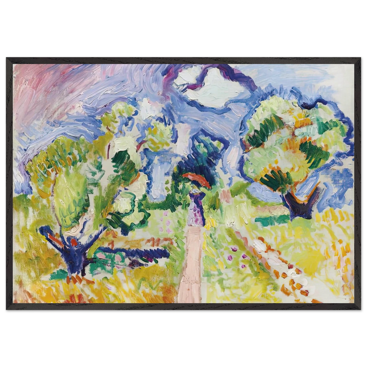 PROMENADE DES OLIVIERS 1905 - Henri Matisse 70x100 cm / 28x40 inches Framed Art Print – Black Wooden Frame