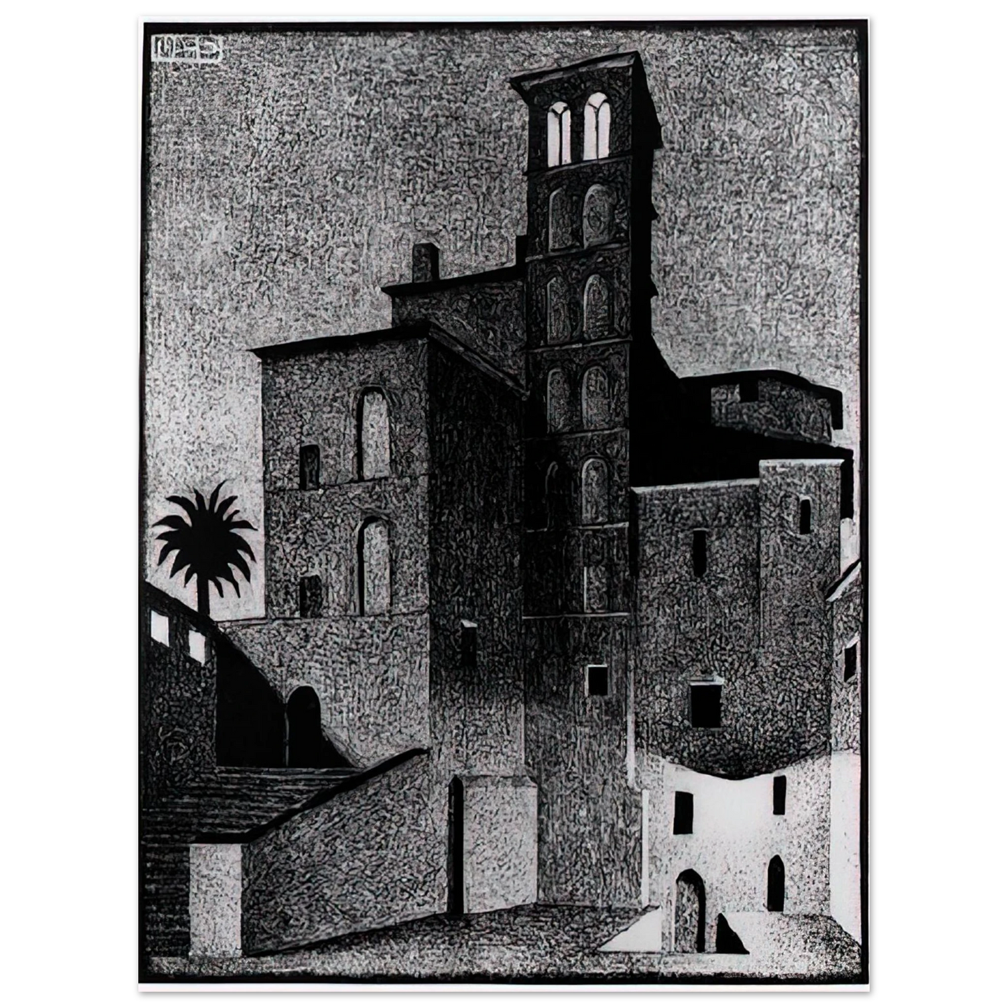 MC Escher - SS GIOVANNI ET PAOLO ROME MAY 1936 1936 Wall Art - 21x29.7 cm / 8x12" - Fine Art Poster-canvas - -