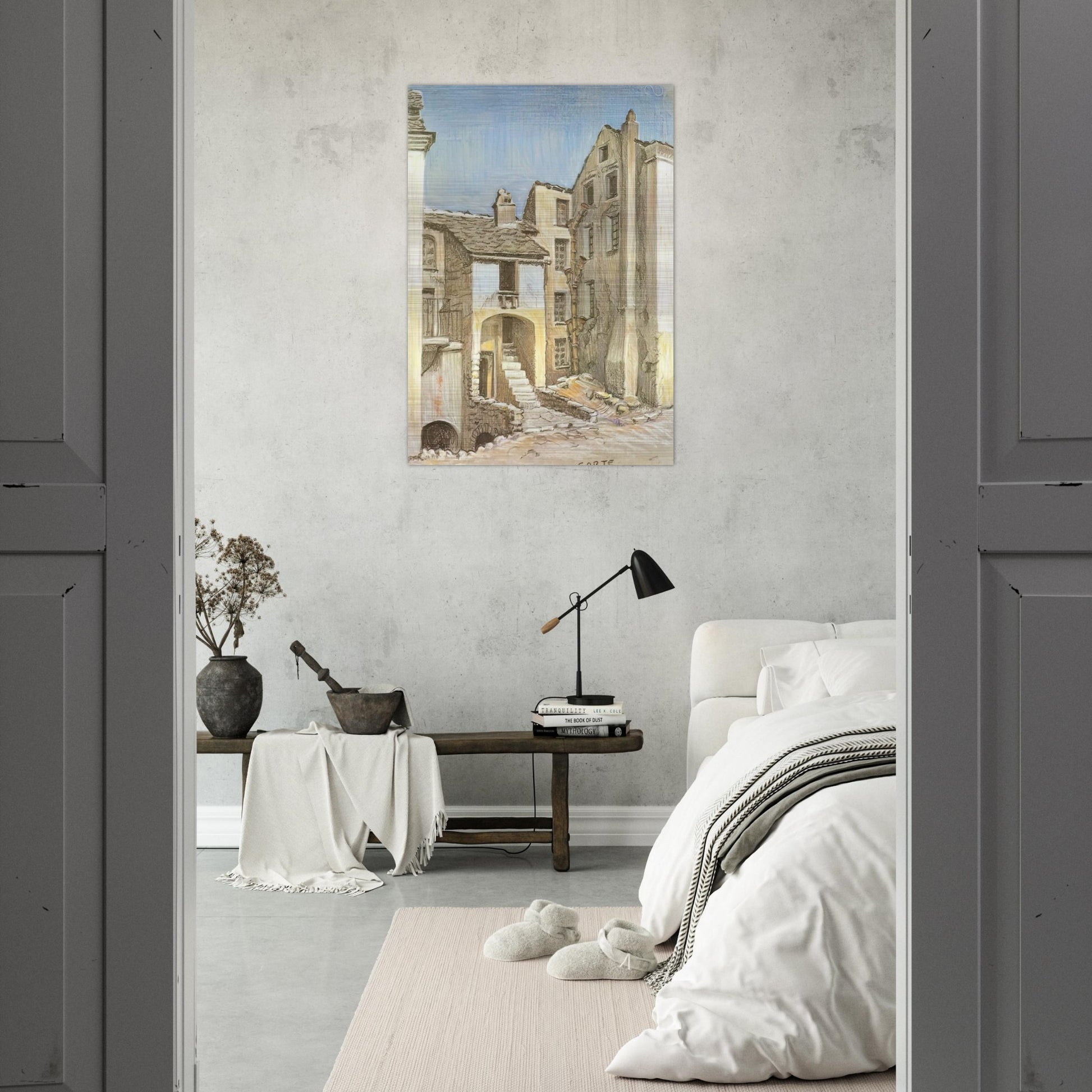 CORTE CORSICA - MC Escher Brushed Aluminum Print - 70x100 cm / 28x40 inches | MC Escher Aluminum Print | MC Escher Prints
