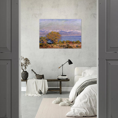 The Alps Seen from Cap d'Antibes - claude monet Brushed Aluminum Print - 70x100 cm / 28x40 inches | claude monet Aluminum Print | claude monet Prints