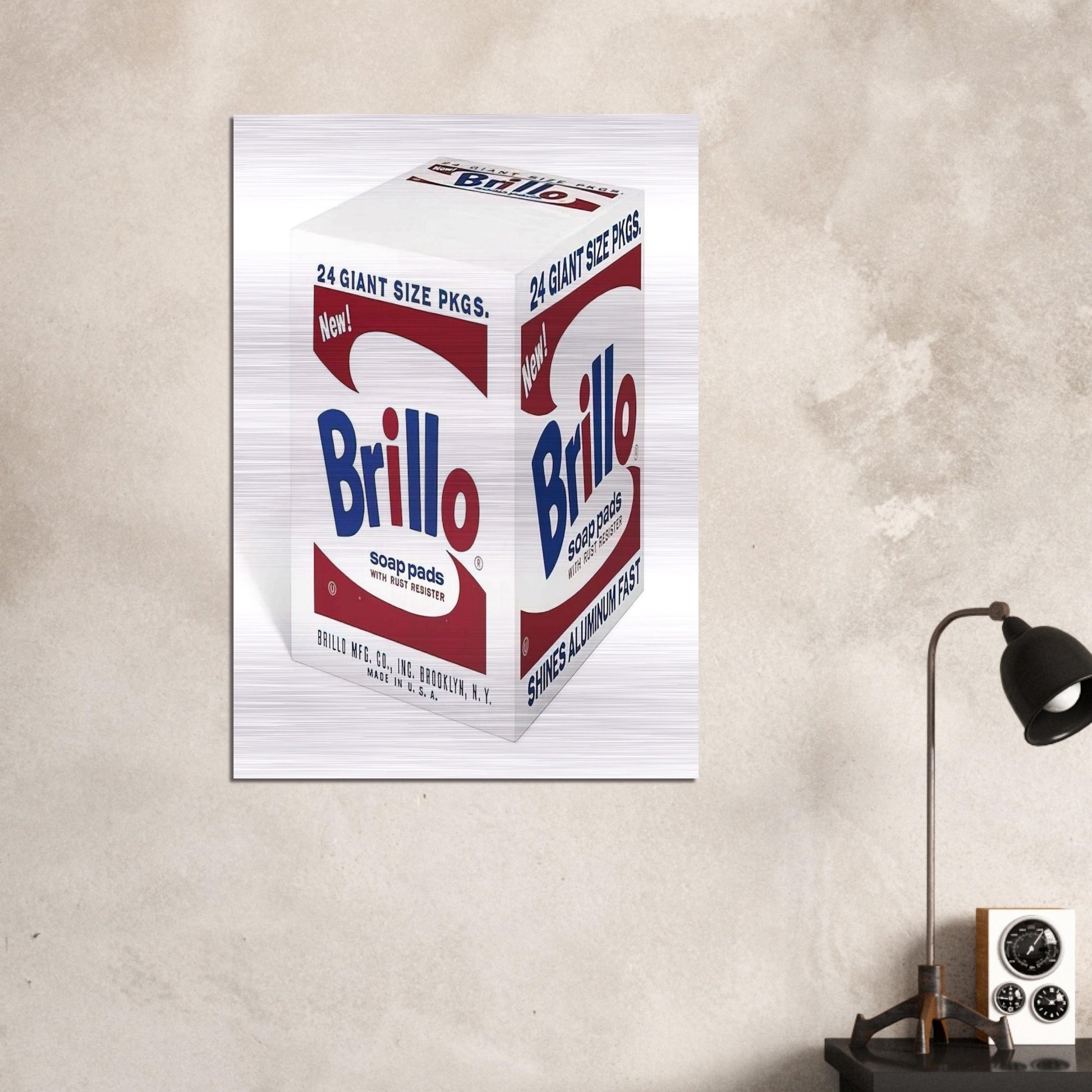 Brillo Soap Pads - Andy Warhol Brushed Aluminum Print - 70x100 cm / 28x40 inches | Andy Warhol Aluminum Print | Andy Warhol Prints