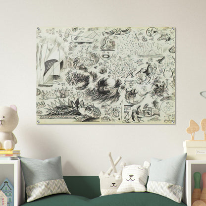 SHEET OF STUDIES 1941 - Jackson Pollock Acrylic Print - 70x100 cm / 28x40″ inches