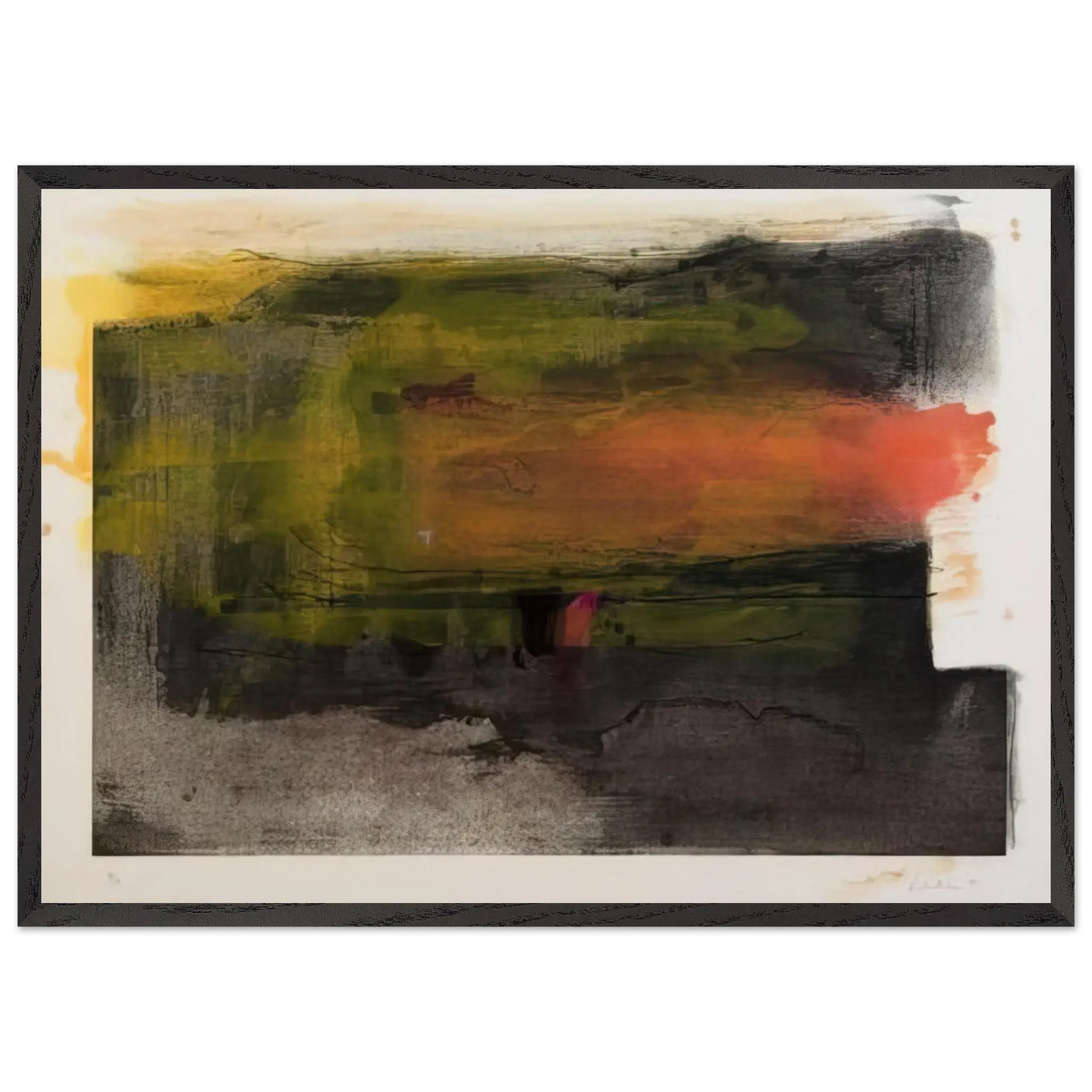 Helen Frankenthaler - Deep Sun - 1983 Wall art - 40x50 cm / 16x20 Inches - Premium Wooden Framed Poster With Fine Art Paper - Wood frame