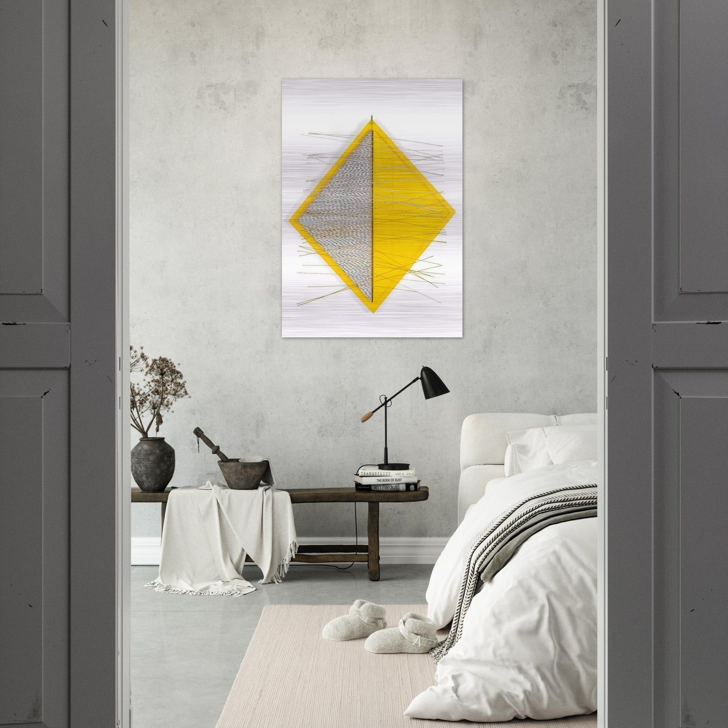 PETITE LOSANGE JAUNE - Jesus Rafael Soto Brushed Aluminum Print - 70x100 cm / 28x40 inches | Jesus Rafael Soto Aluminum Print | Jesus Rafael Soto Prints