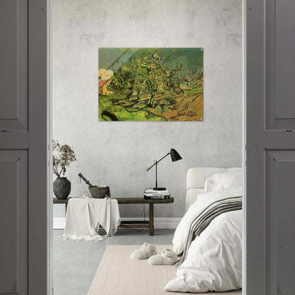 Landscape with Three Trees and a House - Vincent van Gogh Acrylic Print - 70x100 cm / 28x40″ inches | Vincent van Gogh Wall Art | Vincent van Gogh Prints