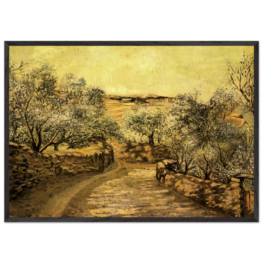 THE LANE TO PORT LLIGAT WITH VIEW OF CAP CREUS - Salvador Dali 70x100 cm / 28x40 inches Framed Art Print – Black Wooden Frame