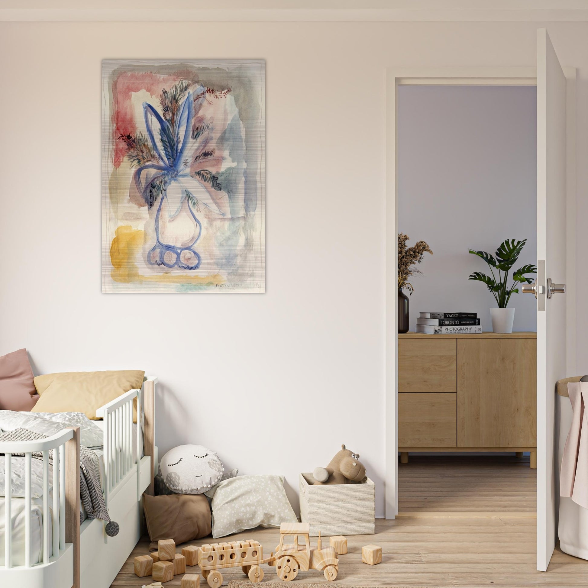 FLOWER VASE 1942 - Rene Portocarrero Brushed Aluminum Print - 70x100 cm / 28x40 inches | Rene Portocarrero Aluminum Print | Rene Portocarrero Prints