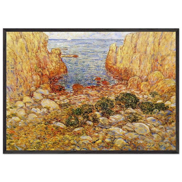 The Gorge - Appledore Isles of Shoals - Childe Hassam 70x100 cm / 28x40 inches Framed Art Print – Black Wooden Frame