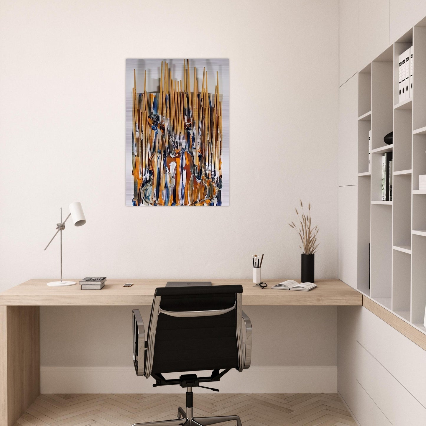 Paintbrushes  Violin - II - 1980 - Arman Brushed Aluminum Print - 70x100 cm / 28x40 inches | Arman Aluminum Print | Arman Prints