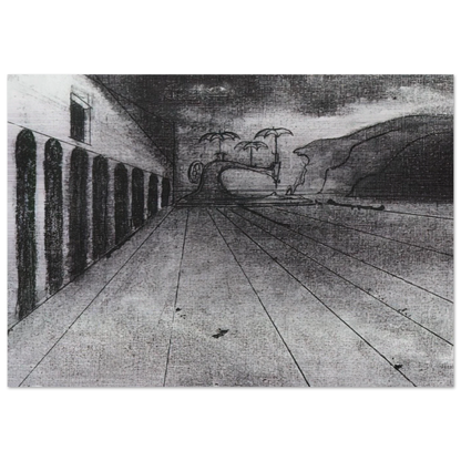 LANDSCAPE AFTER DE CHIRICO UNFINISHED - Salvador Dali Brushed Aluminum Print - 70x100 cm / 28x40 inches | Salvador Dali Aluminum Print | Salvador Dali Prints