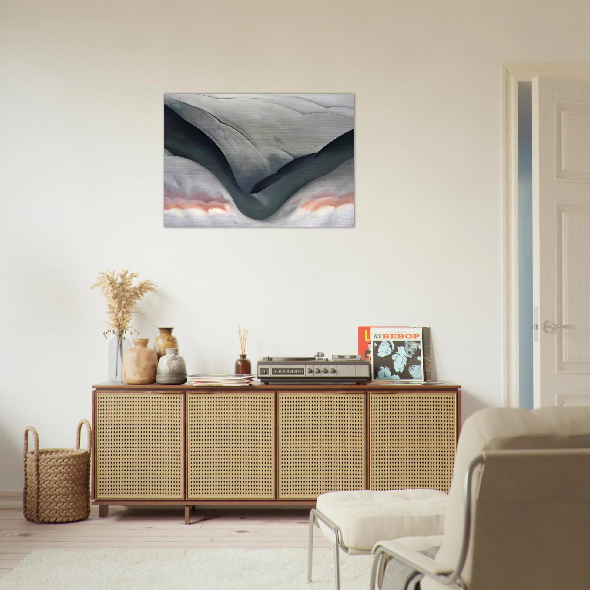 Black Place, Grey and Pink - Georgia O'Keeffe Brushed Aluminum Print - 70x100 cm / 28x40 inches | Georgia O'Keeffe Aluminum Print | Georgia O'Keeffe Prints