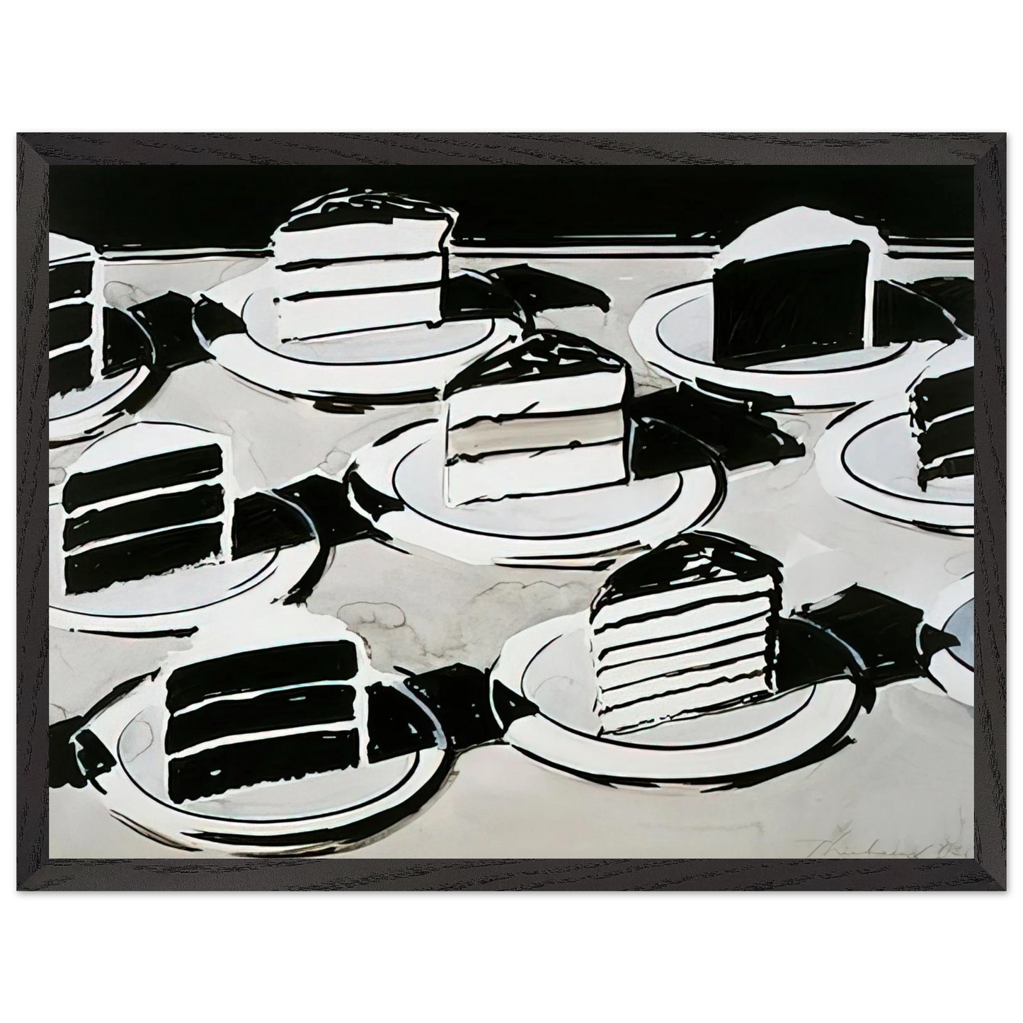 Wayne Thiebaud - Cake Slices - 1963 Wall Art - 30x40 cm / 12x16 inches - Premium Wooden Framed Poster With Fine Art Paper - White frame