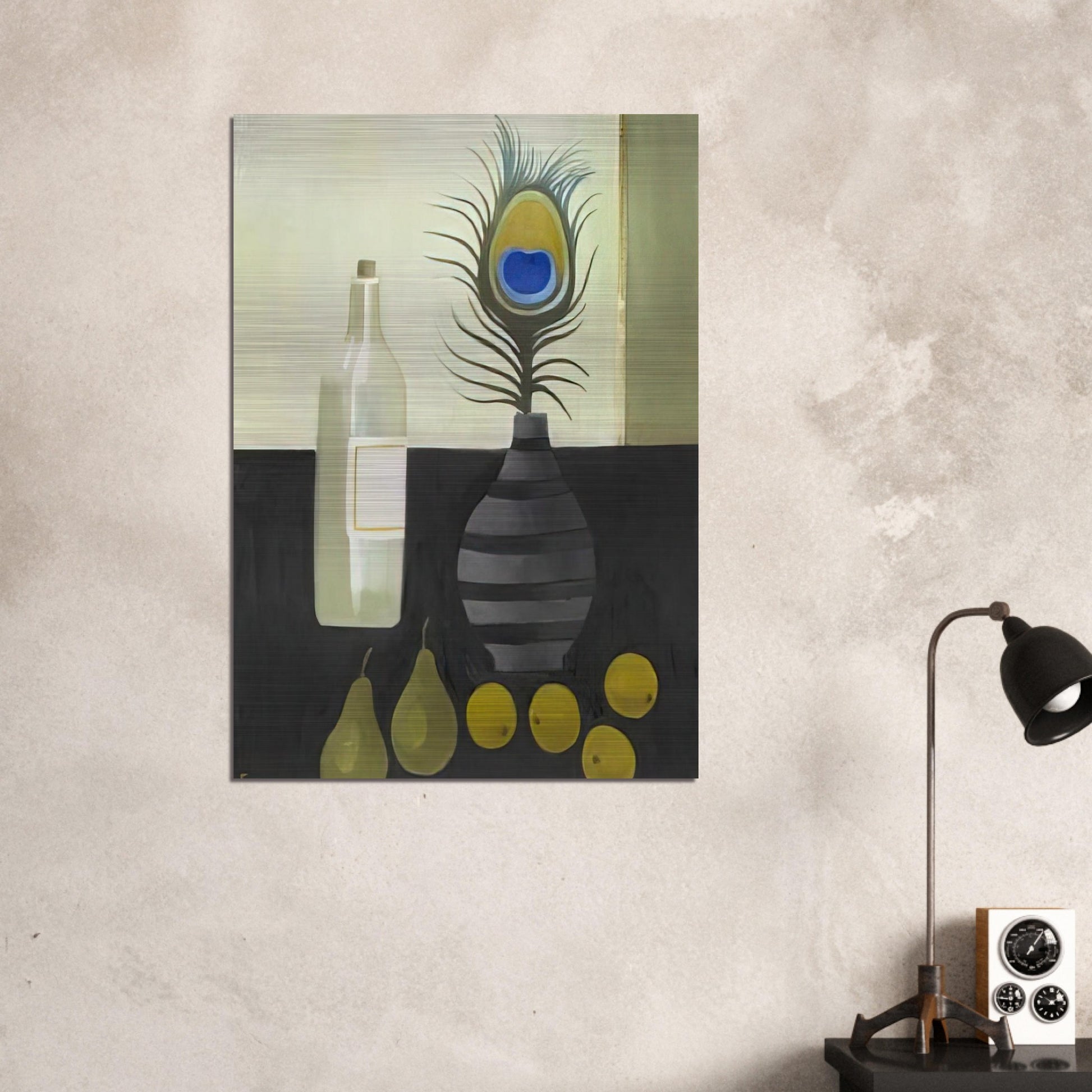 Peacock Feather Still Life - 2009 - Mary Fedden Brushed Aluminum Print - 70x100 cm / 28x40 inches | Mary Fedden Aluminum Print | Mary Fedden Prints