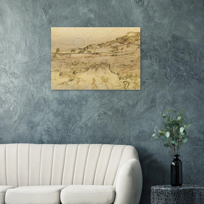 Enclosed Wheat Field with Reaper - Vincent van Gogh Brushed Aluminum Print - 70x100 cm / 28x40 inches | Vincent van Gogh Aluminum Print | Vincent van Gogh Prints