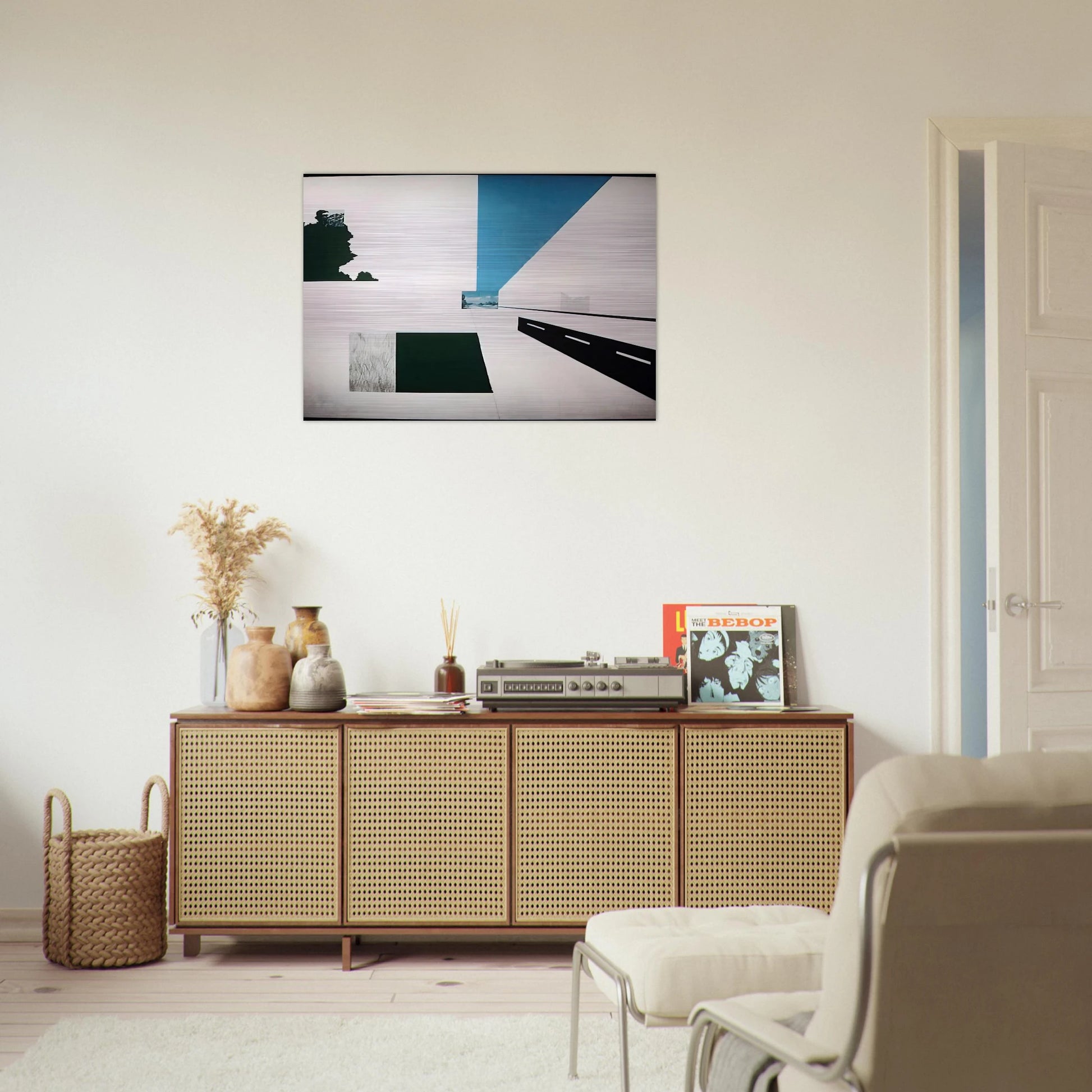 Looking North at 121 Mile Marker - Pop Art - Allan D Arcangelo Brushed Aluminum Print - 70x100 cm / 28x40 inches | Allan D Arcangelo Aluminum Print | Allan D Arcangelo Prints