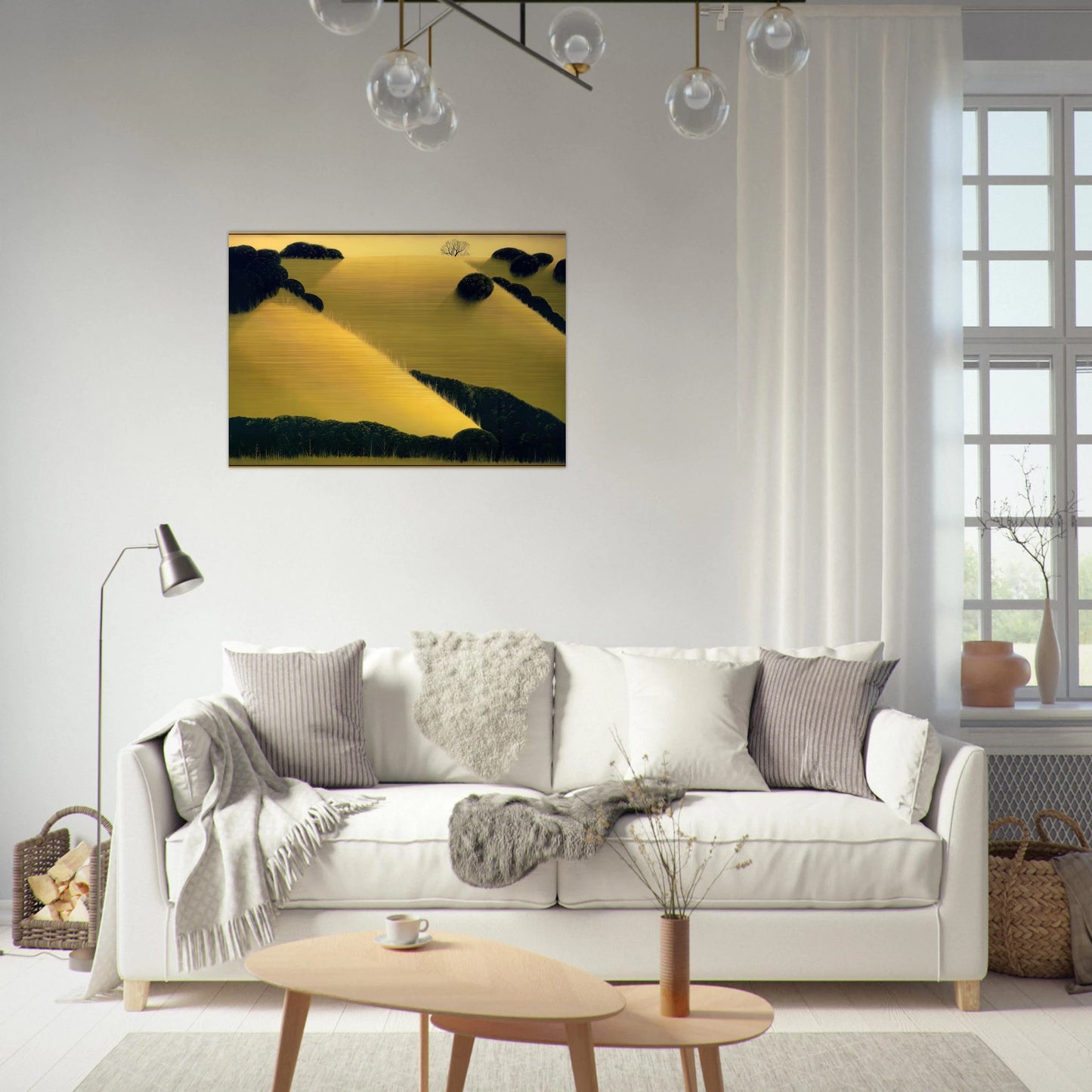 Golden Hills - Eyvind Earle Brushed Aluminum Print - 70x100 cm / 28x40 inches | Eyvind Earle Aluminum Print | Eyvind Earle Prints