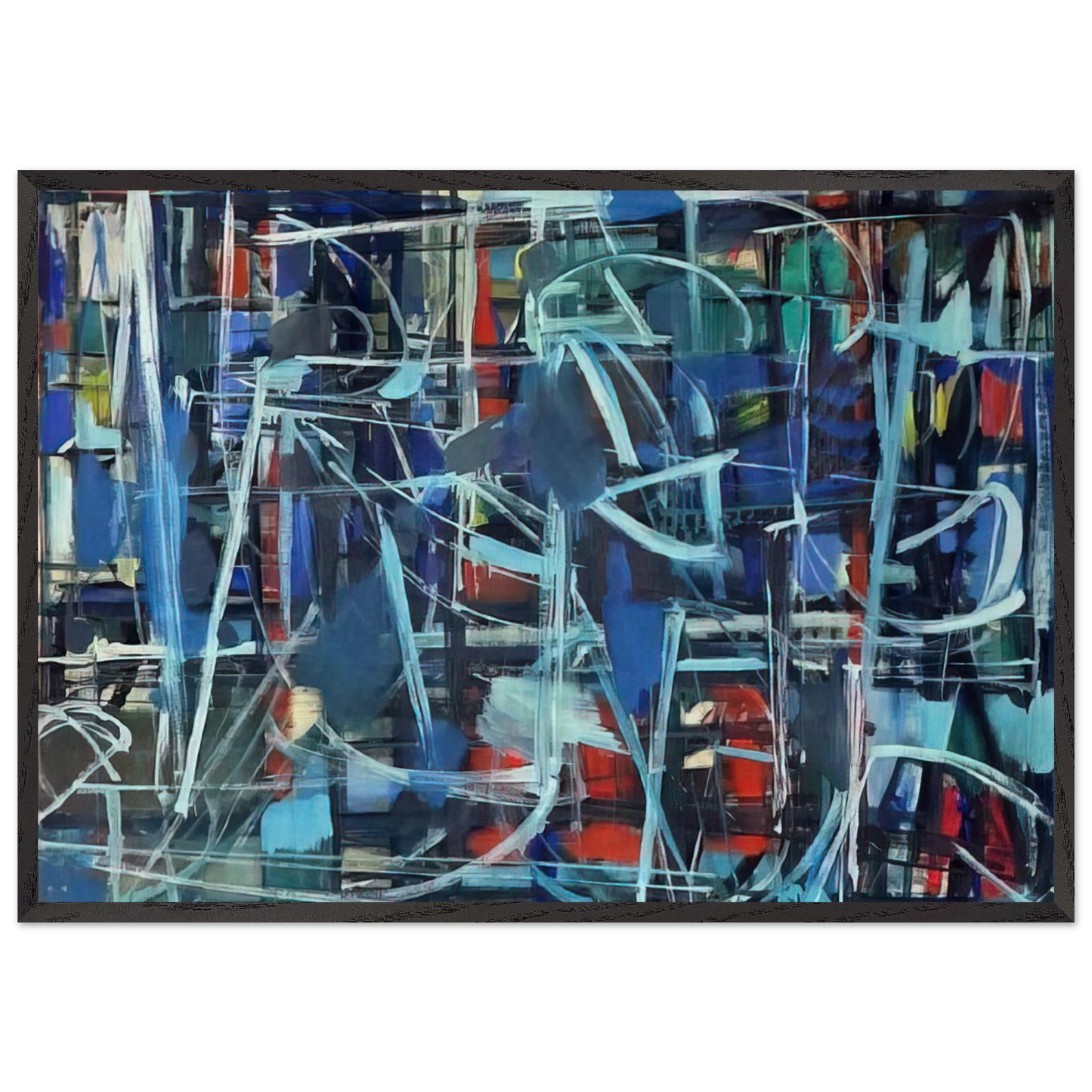 Abstract in Blue - 1950 - Robert Goodnough 70x100 cm / 28x40 inches Framed Art Print – Black Wooden Frame