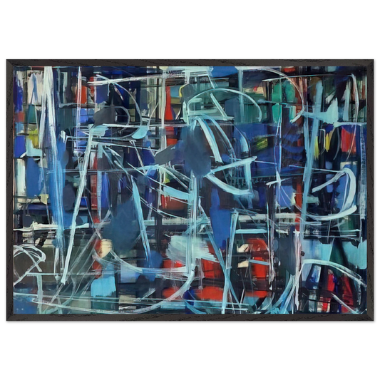 Abstract in Blue - 1950 - Robert Goodnough 70x100 cm / 28x40 inches Framed Art Print – Black Wooden Frame