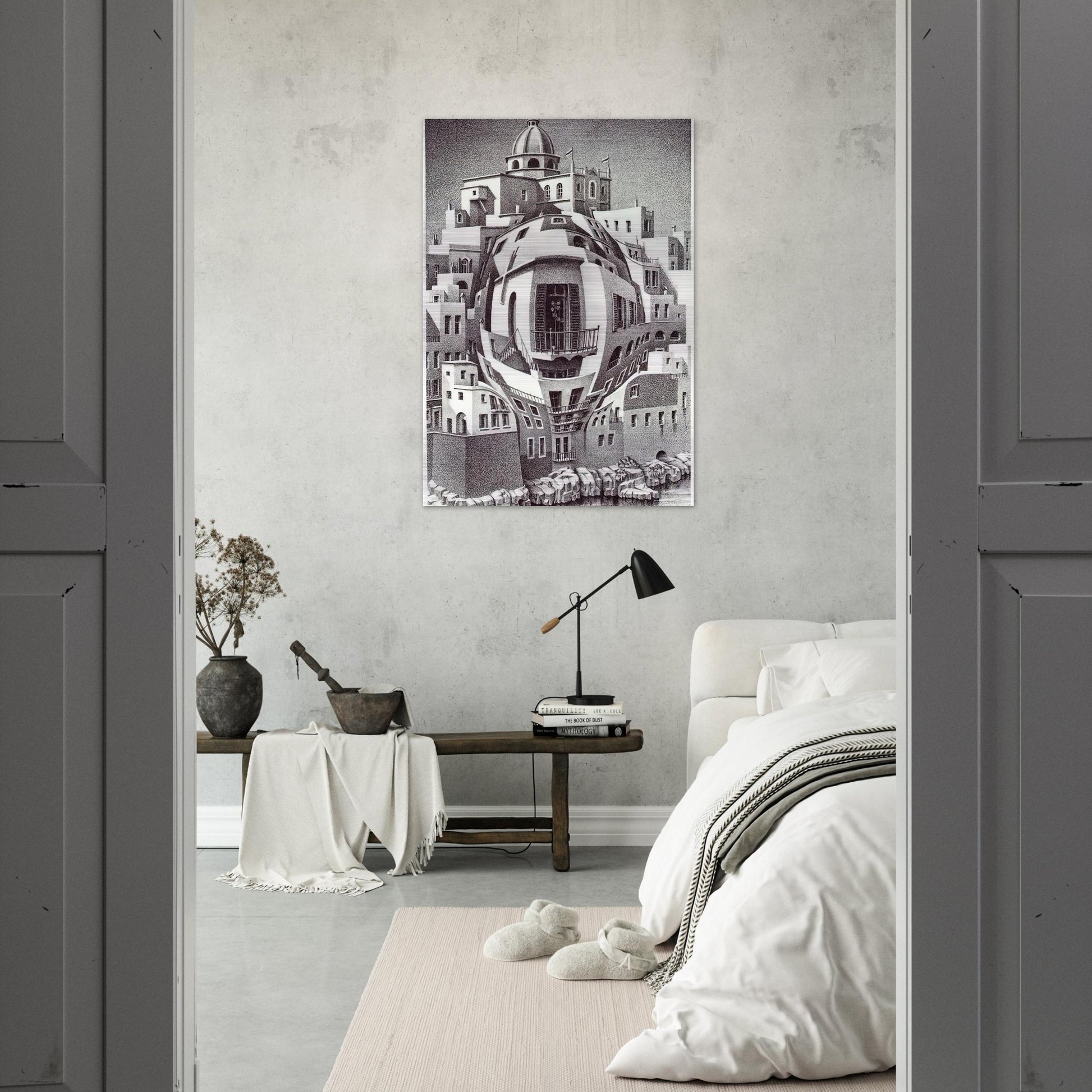 BALCONY - MC Escher Brushed Aluminum Print - 70x100 cm / 28x40 inches | MC Escher Aluminum Print | MC Escher Prints | Maurits Cornelis Escher Prints