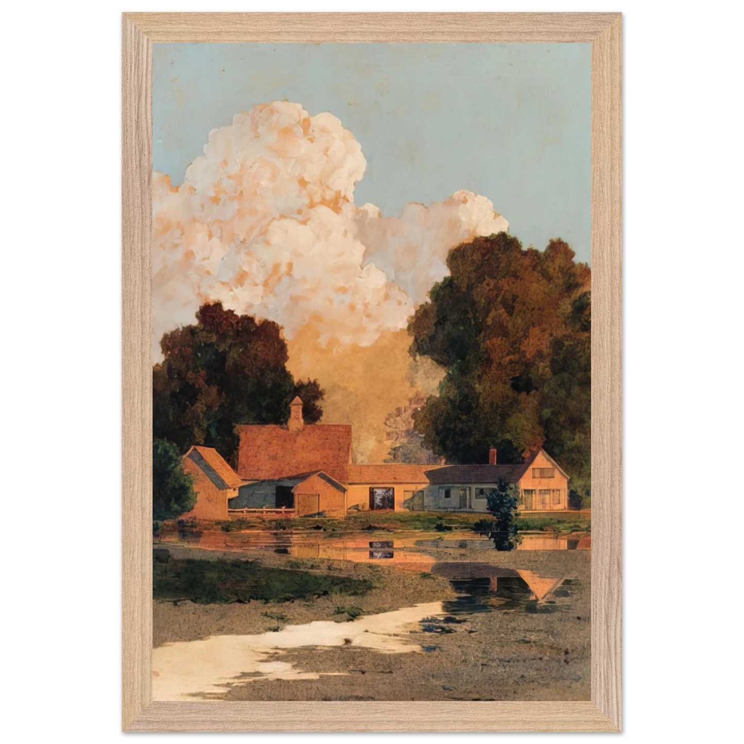 Maxfield Parrish - Daniels Farm, Summer Wall Art - 21x29.7 cm / 8x12" - Premium Wooden Framed Poster With Fine Art Paper-canvas - Black frame