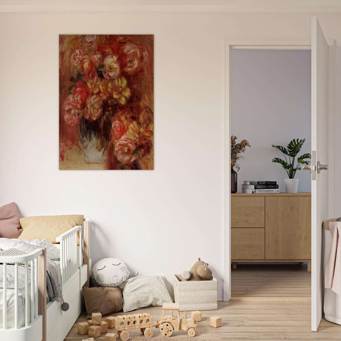 Vase of Roses - Pierre-Auguste Renoir Brushed Aluminum Print - 70x100 cm / 28x40 inches | Pierre-Auguste Renoir Aluminum Print | Pierre-Auguste Renoir Prints