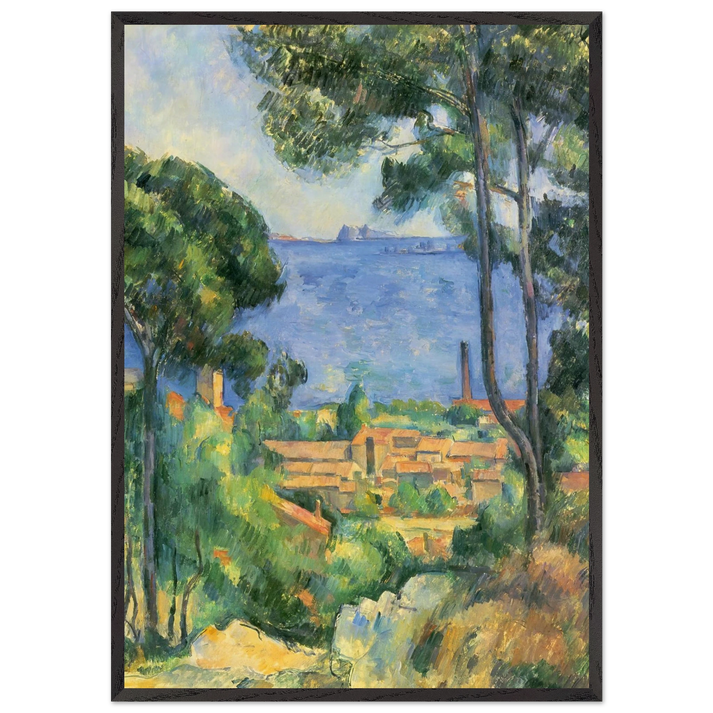 View of LEstaque and Chateaux dIf - Paul Cezanne 70x100 cm / 28x40 inches Framed Art Print – Black Wooden Frame