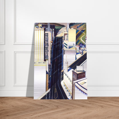 Sunset Streets - 1985 - Wayne Thiebaud Brushed Aluminum Print - 70x100 cm / 28x40 inches | Wayne Thiebaud Aluminum Print | Wayne Thiebaud Prints