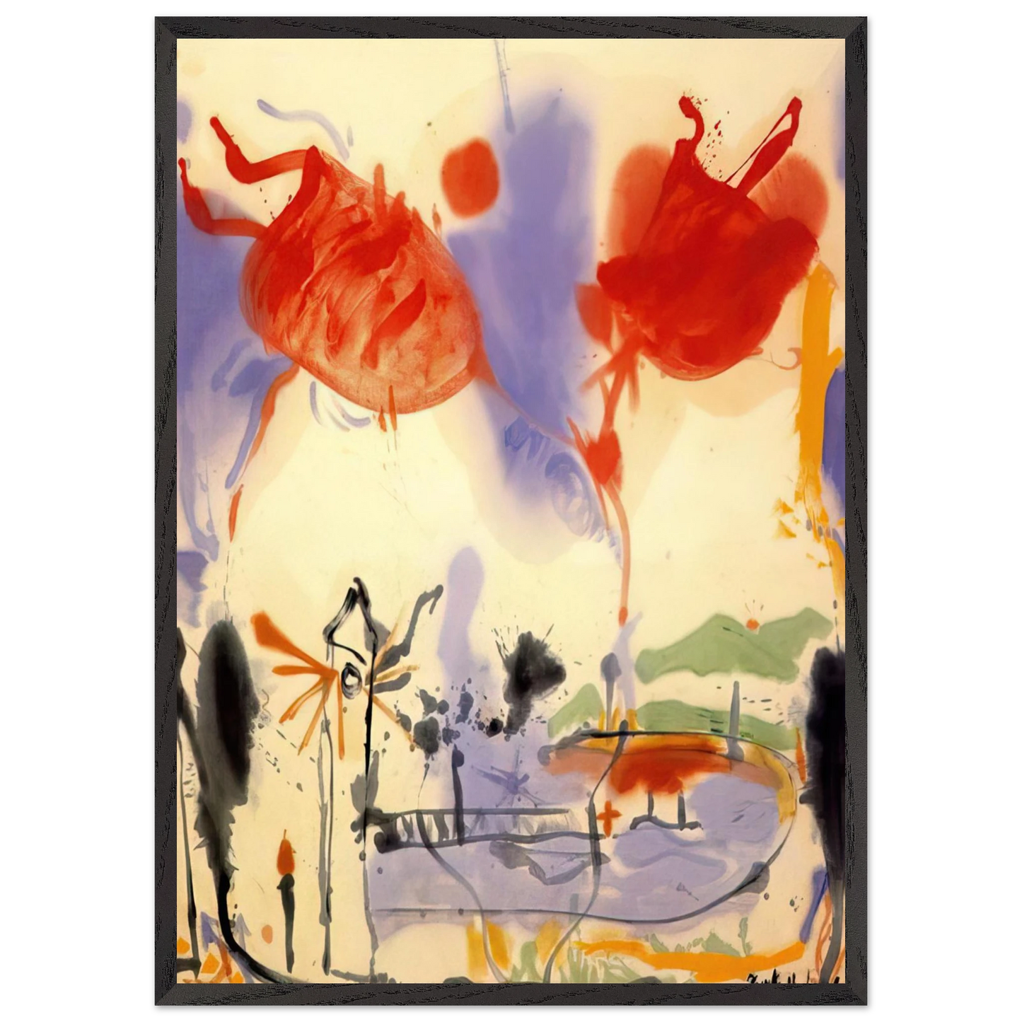 Helen Frankenthaler - Round Trip - 1957 Wall art - A1 (59.4 x 84.1  cm) - Premium Wooden Framed Poster With Fine Art Paper-canvas - Wood frame