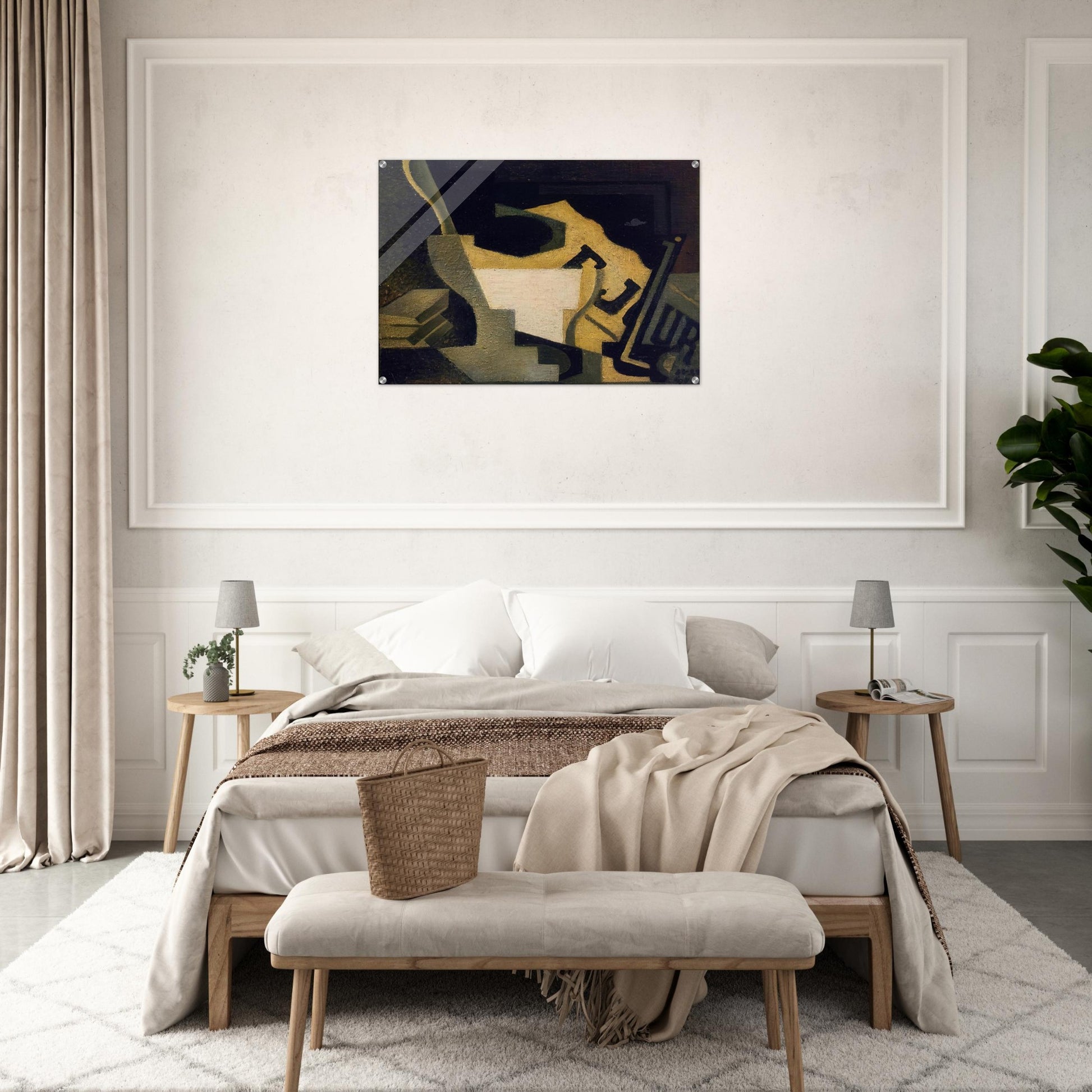 STILL LIFE WITH NEWSPAPER 1918 - Juan Gris Acrylic Print - 70x100 cm / 28x40″ inches | Juan Gris Wall Art | Juan Gris Prints