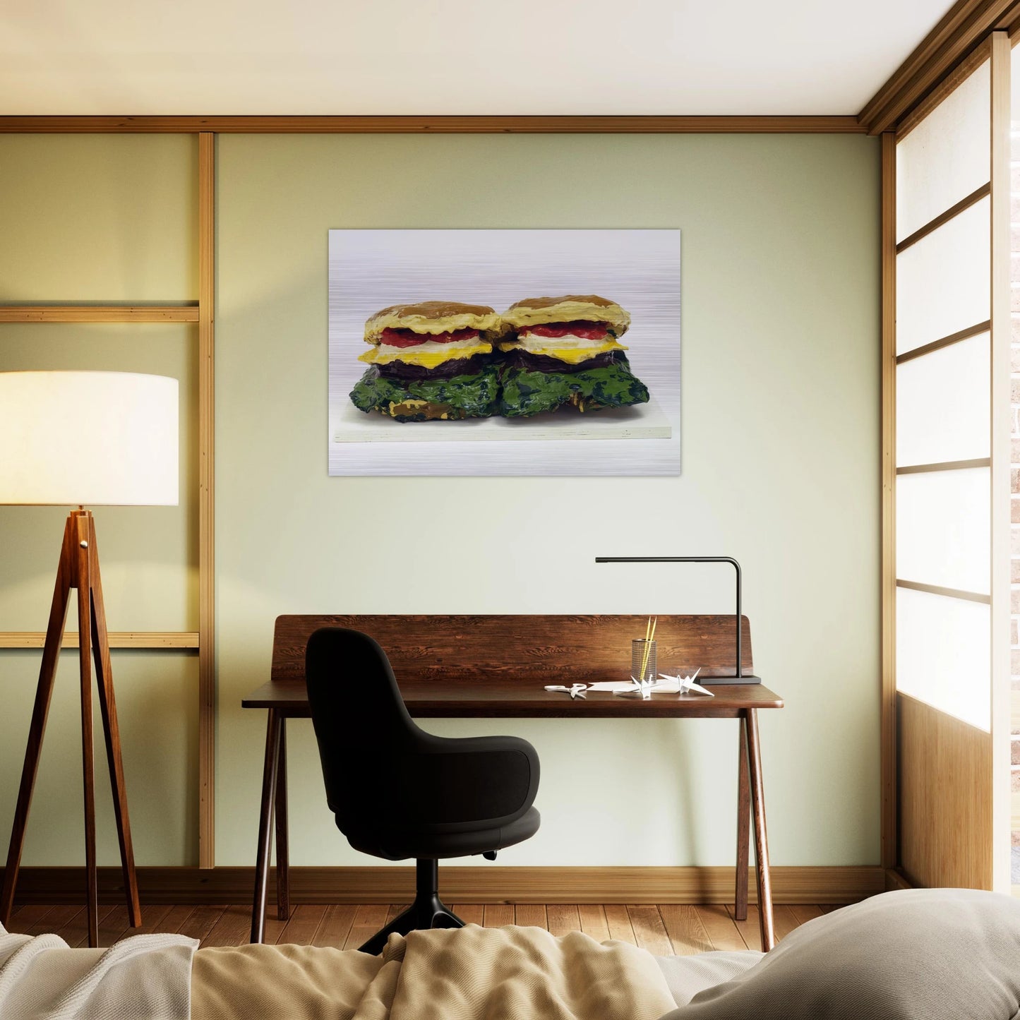 TWO CHEESEBURGERS WITH EVERYTHING DUAL HAMBURGERS 1962 - Claes Oldenburg Brushed Aluminum Print - 70x100 cm / 28x40 inches | Claes Oldenburg Aluminum Print | Claes Oldenburg Prints