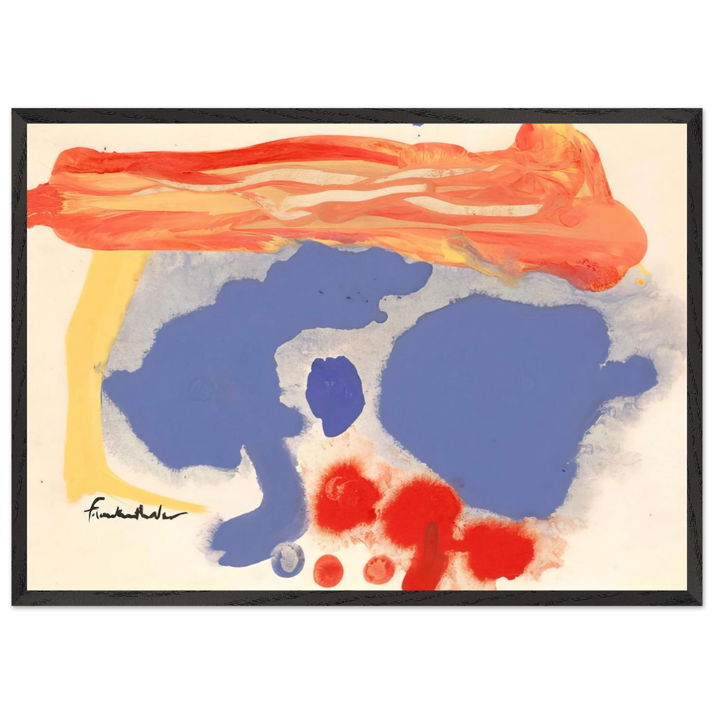 Helen Frankenthaler - Summerscene, Provincetown - 1961 Wall art - 60x80 cm / 24x32 inches - Premium Wooden Framed Poster With Fine Art Paper-canvas - White frame