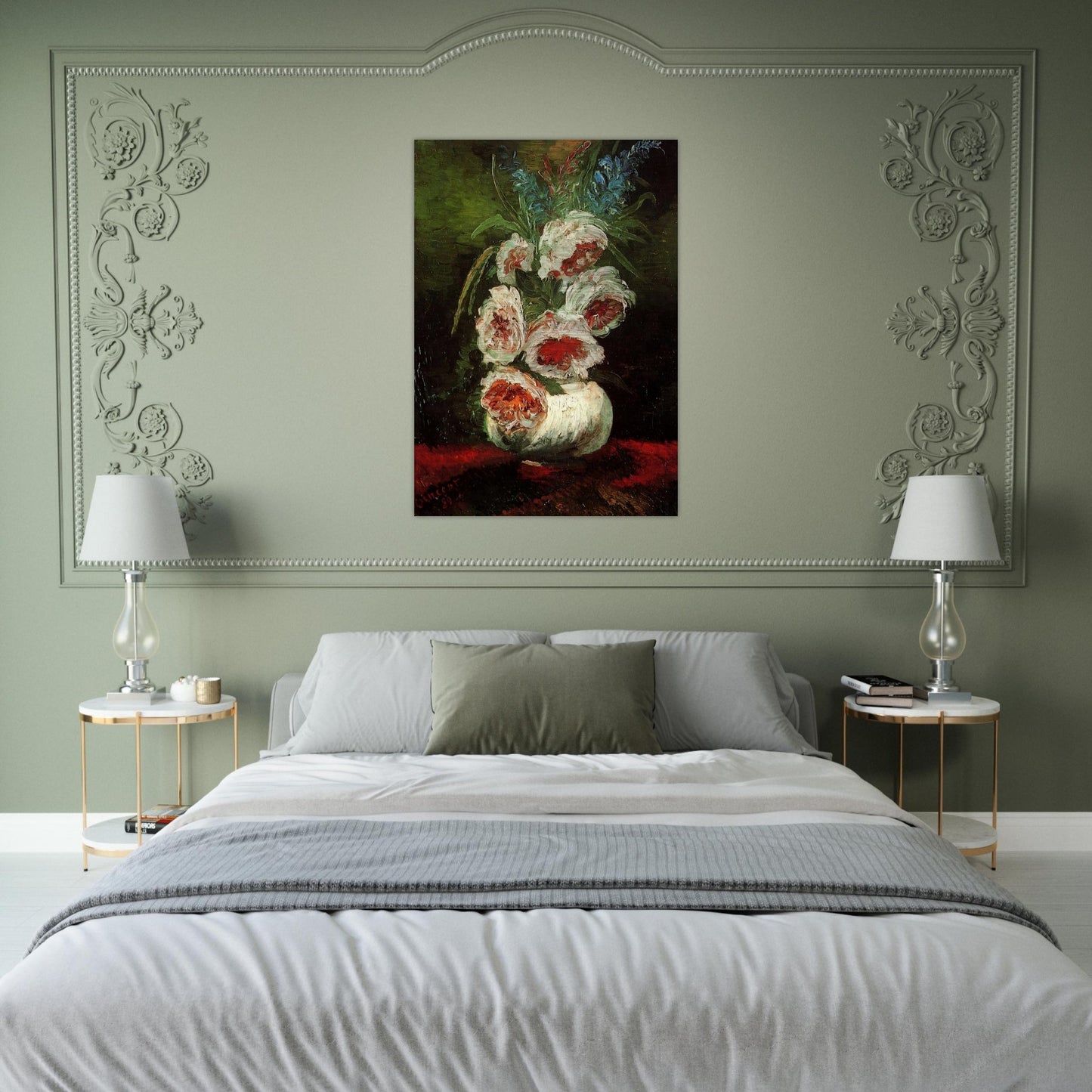 Vase with Peonies - Vincent van Gogh Brushed Aluminum Print - 70x100 cm / 28x40 inches | Vincent van Gogh Aluminum Print | Vincent van Gogh Prints