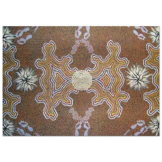 Men's Dreaming - 1994 - Clifford Possum Tjapaltjarri Brushed Aluminum Print - 70x100 cm / 28x40 inches | Clifford Possum Tjapaltjarri Aluminum Print | Clifford Possum Tjapaltjarri Prints