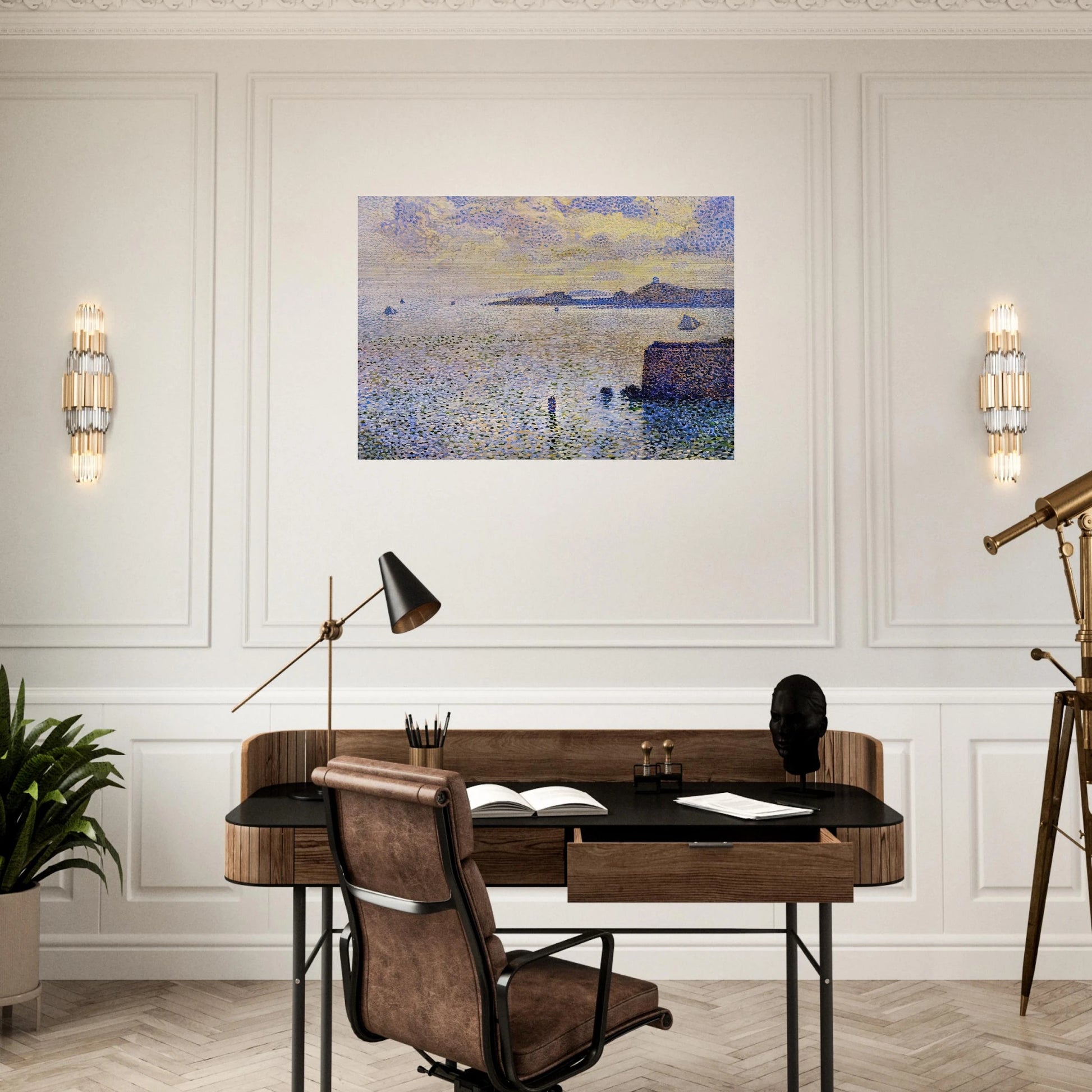 SAILBOATS AND ESTUARY 1892 - Theo van Rysselberghe Brushed Aluminum Print - 70x100 cm / 28x40 inches | Theo van Rysselberghe Aluminum Print | Theo van Rysselberghe Prints