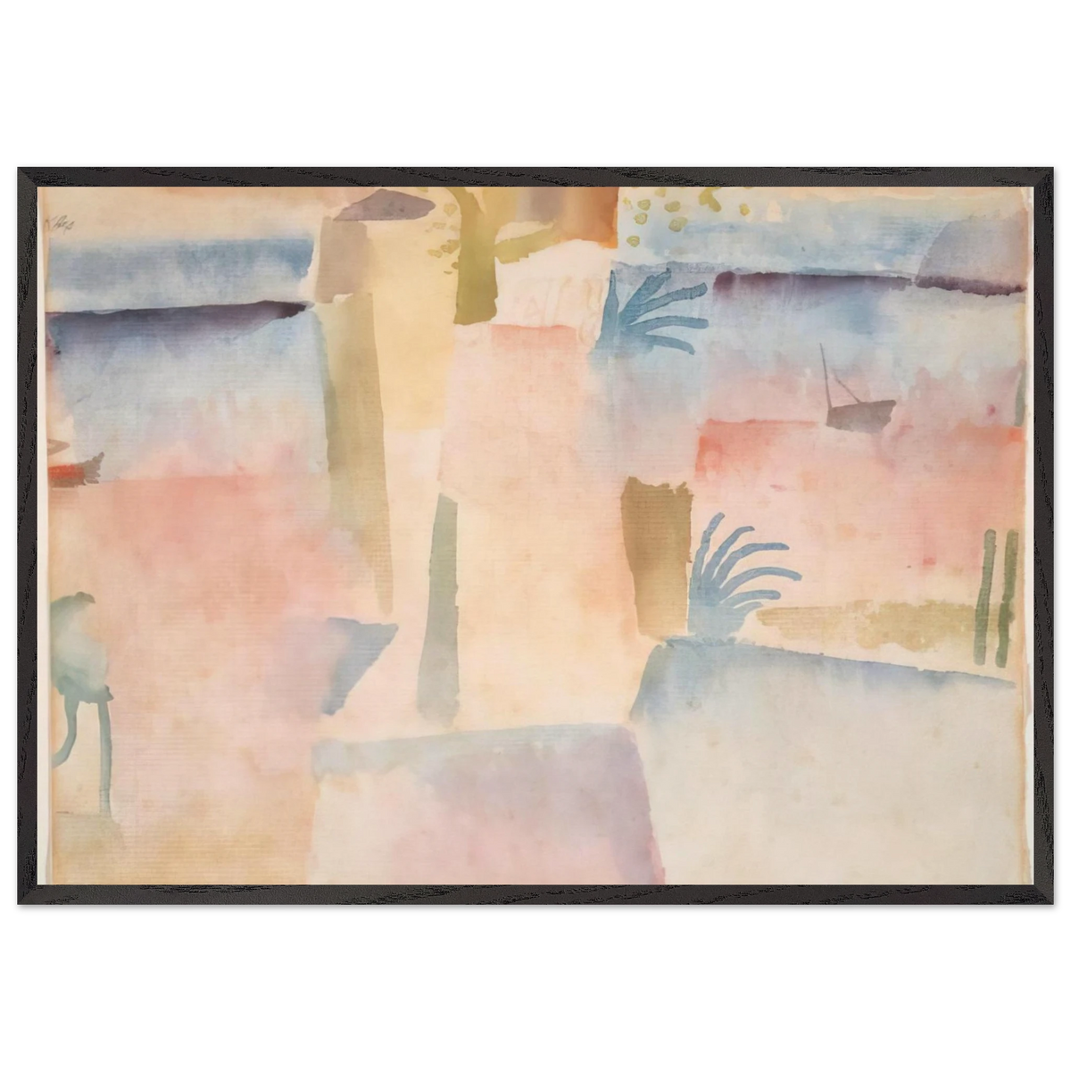 VIEW TOWARDS THE PORT OF HAMMAMET 1914 - Paul Klee 70x100 cm / 28x40 inches Framed Art Print – Black Wooden Frame
