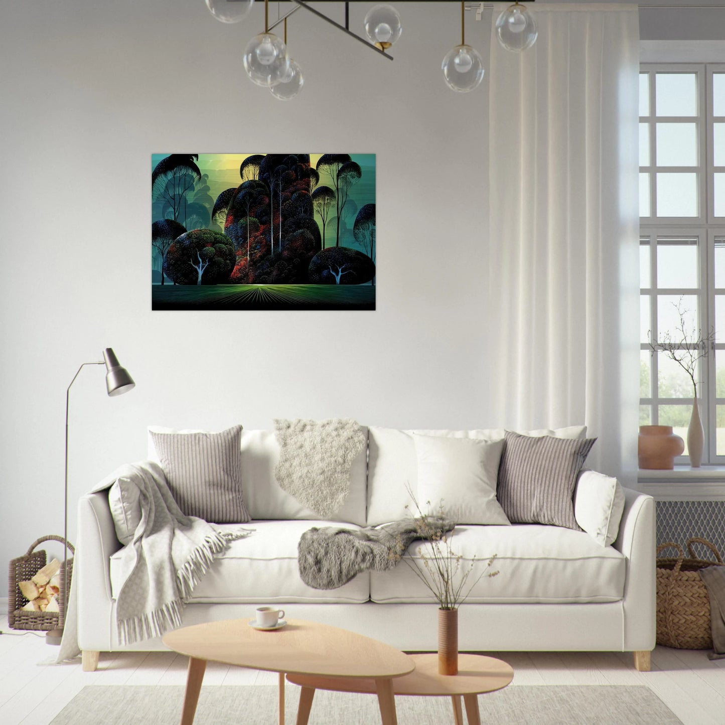 Mendacino - Eyvind Earle Brushed Aluminum Print - 70x100 cm / 28x40 inches | Eyvind Earle Aluminum Print | Eyvind Earle Prints