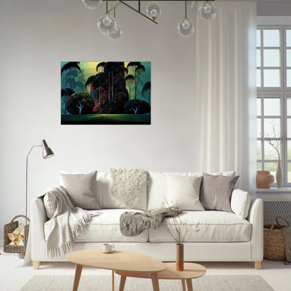 Mendacino - Eyvind Earle Brushed Aluminum Print - 70x100 cm / 28x40 inches | Eyvind Earle Aluminum Print | Eyvind Earle Prints