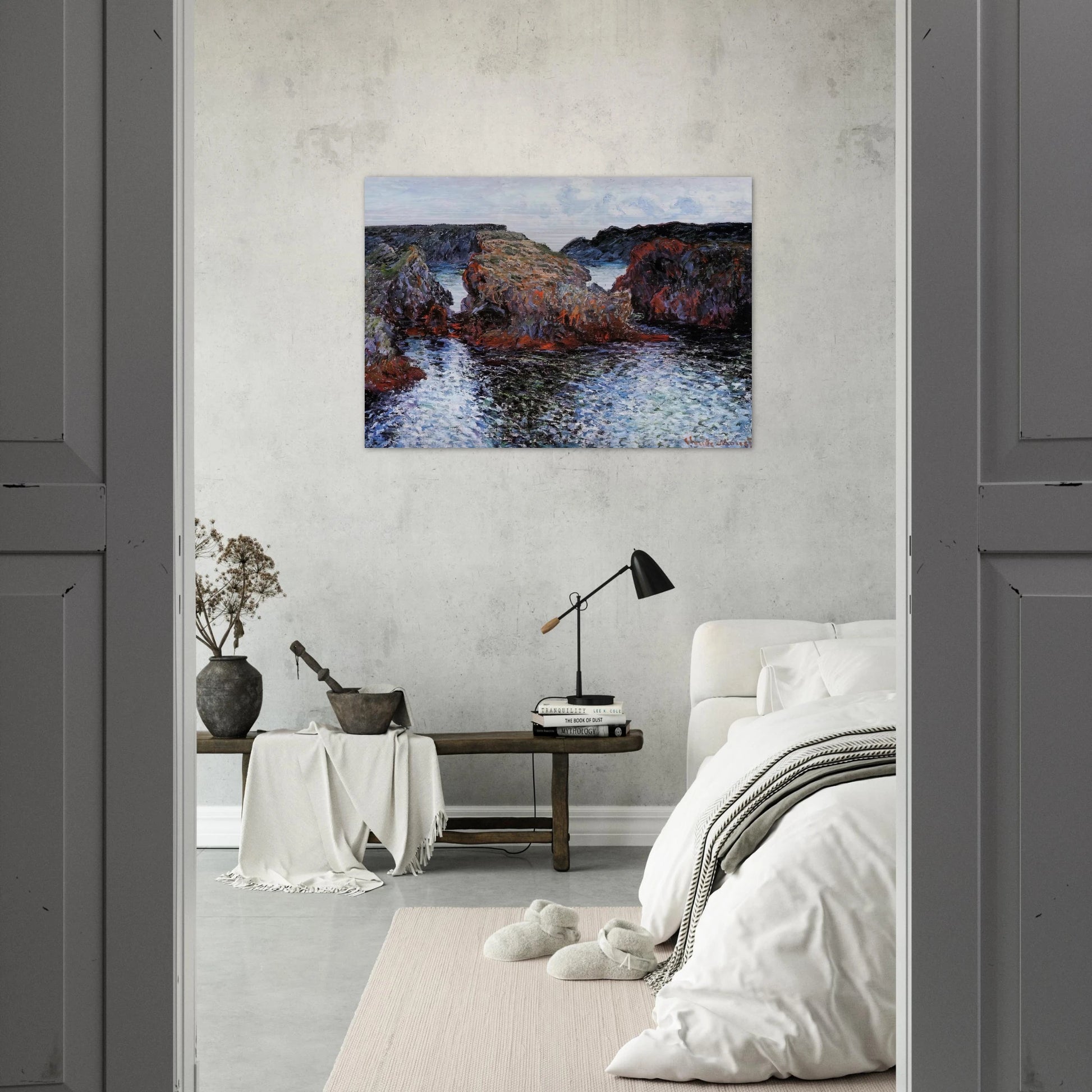 Belle-Ile, Rocks at Port-Goulphar - claude monet Brushed Aluminum Print - 70x100 cm / 28x40 inches | claude monet Aluminum Print | claude monet Prints