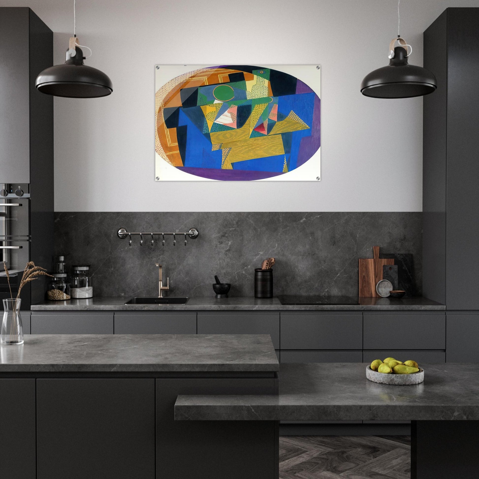 FRUIT BOWL WITH BOTTLE - Juan Gris Acrylic Print - 70x100 cm / 28x40″ inches