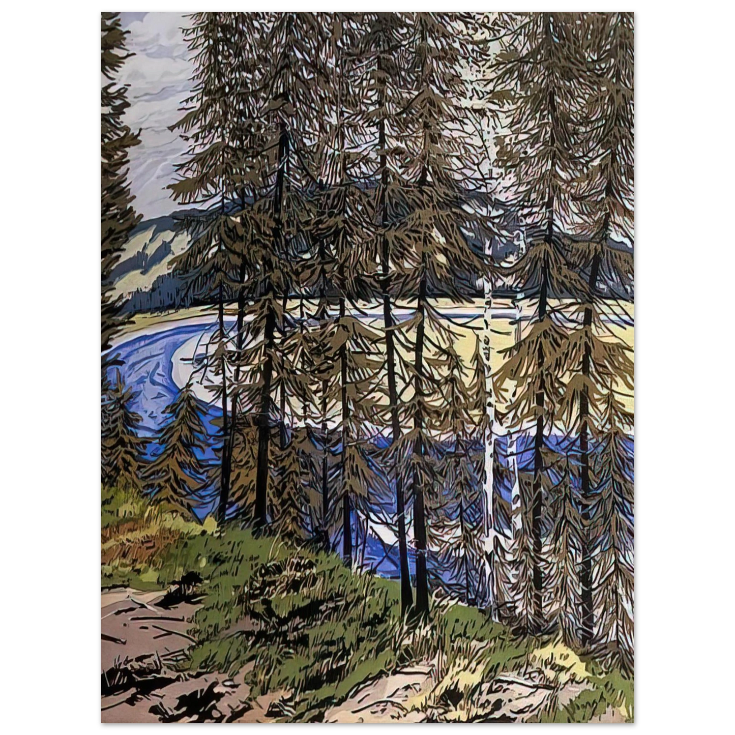 Neil Welliver - Synthetic Blue St. John - 2000  75x100 cm / 30x40inches Fine Art Poster