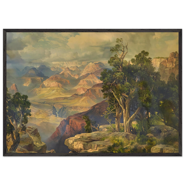 Grand Canyon from Hermit Rim Road - Thomas Moran 70x100 cm / 28x40 inches Framed Art Print – Black Wooden Frame