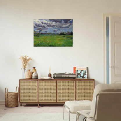 Landscape under a Stormy Sky - Vincent van Gogh Brushed Aluminum Print - 70x100 cm / 28x40 inches | Vincent van Gogh Aluminum Print | Vincent van Gogh Prints