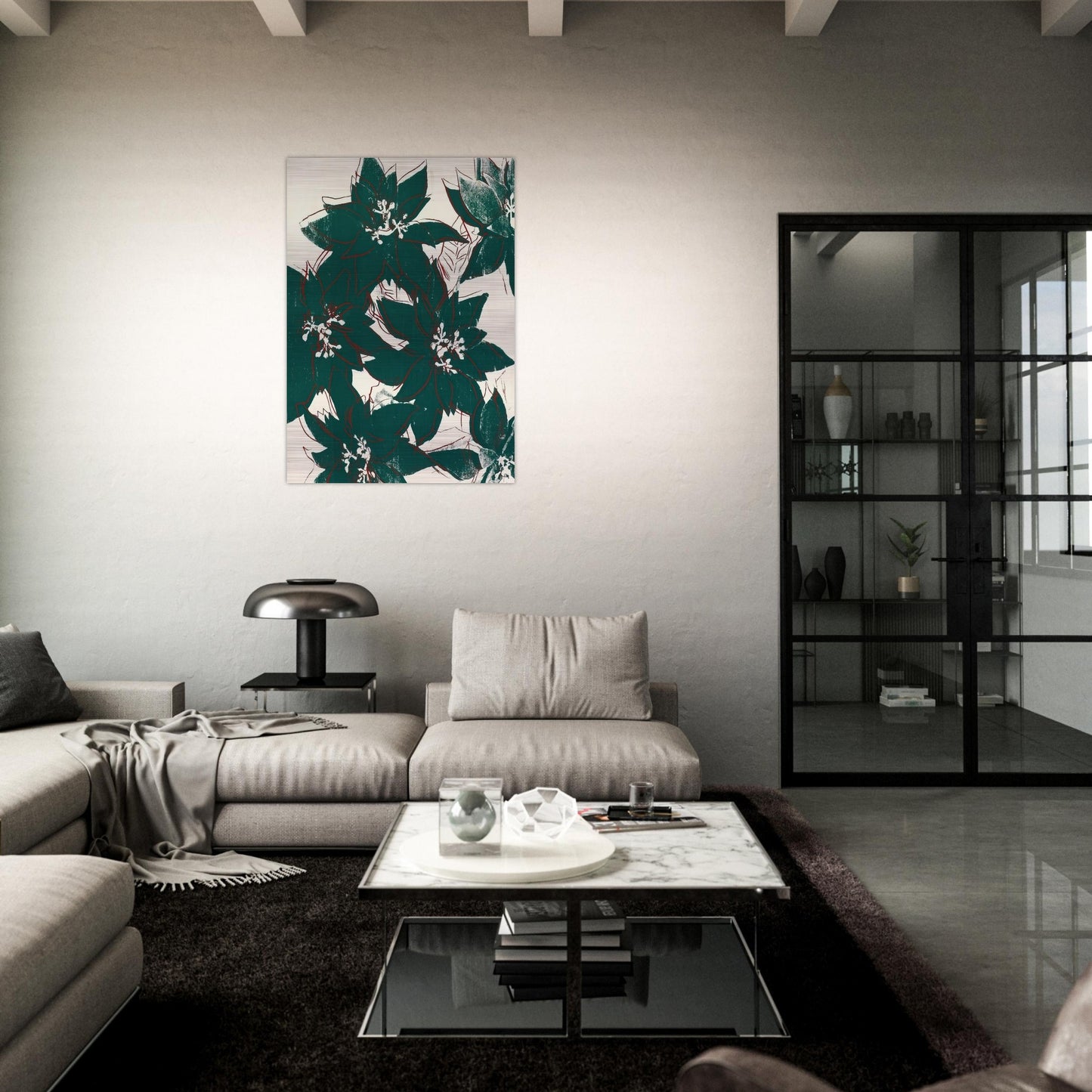 Poinsetta - Andy Warhol Brushed Aluminum Print - 70x100 cm / 28x40 inches | Andy Warhol Aluminum Print | Andy Warhol Prints